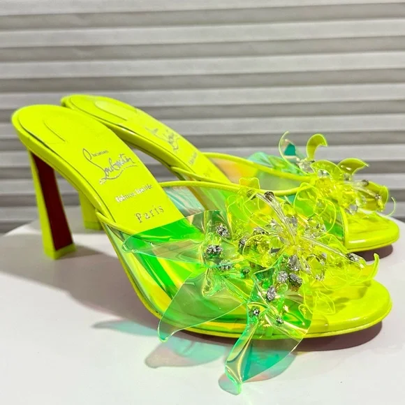 🌺CHRISTIAN LOUBOUTIN🌺 Alyah Mules Limited Edition Green Size: 37 - Picture 8 of 13